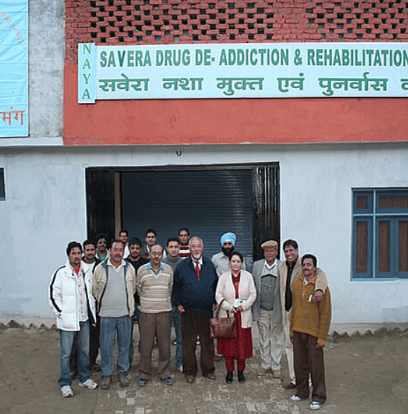 People standing at Nasha Mukti Kendra in India