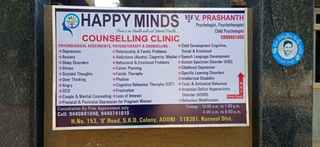 Happy Minds Clinic, Adoni, Kurnool Dist, Andhra Pradesh - 518301