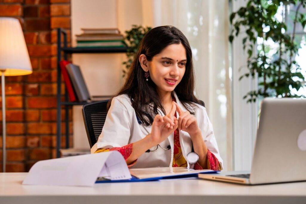 Doctor providing online medical consultation.