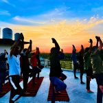 Group yoga session at a rehabilitation center in Chandigarh.