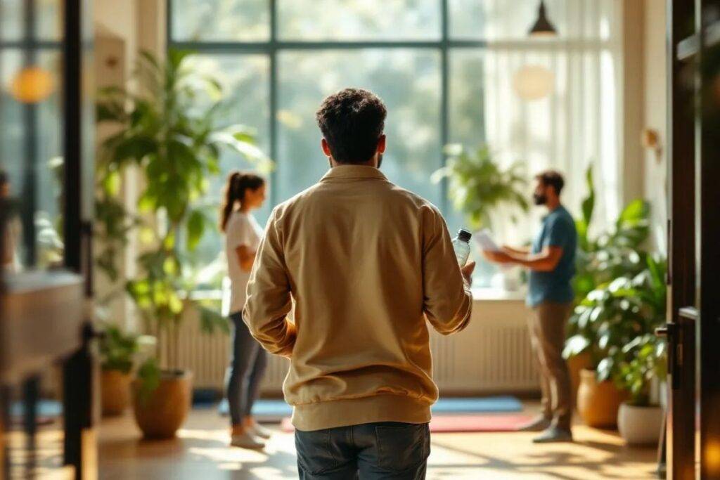 A young man with water bottles during his fitness exercise.
