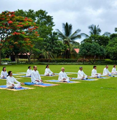 Group of people practicing meditation