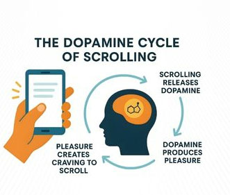 Illustration of the dopamine reward cycle.