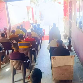 Group counselling session at a rehabilitation center in Chandigarh.